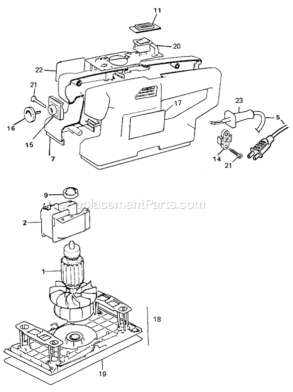 Page A Diagram and Parts List for G-7454 Type 1 Black and Decker Sander Polisher